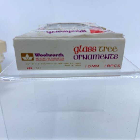 vintage miniture 10mm glass ornaments set of 14 gold In original box - Picture 3 of 6